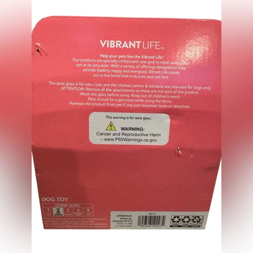 Vibrant Life Pet Mother's Day Gift Set Dog Squeak Toy Bandana Wine Glass